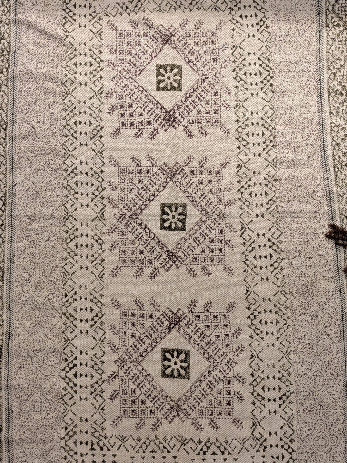 Handmade Indian Geometric Rug - Beige & Brown Boho Area Rug