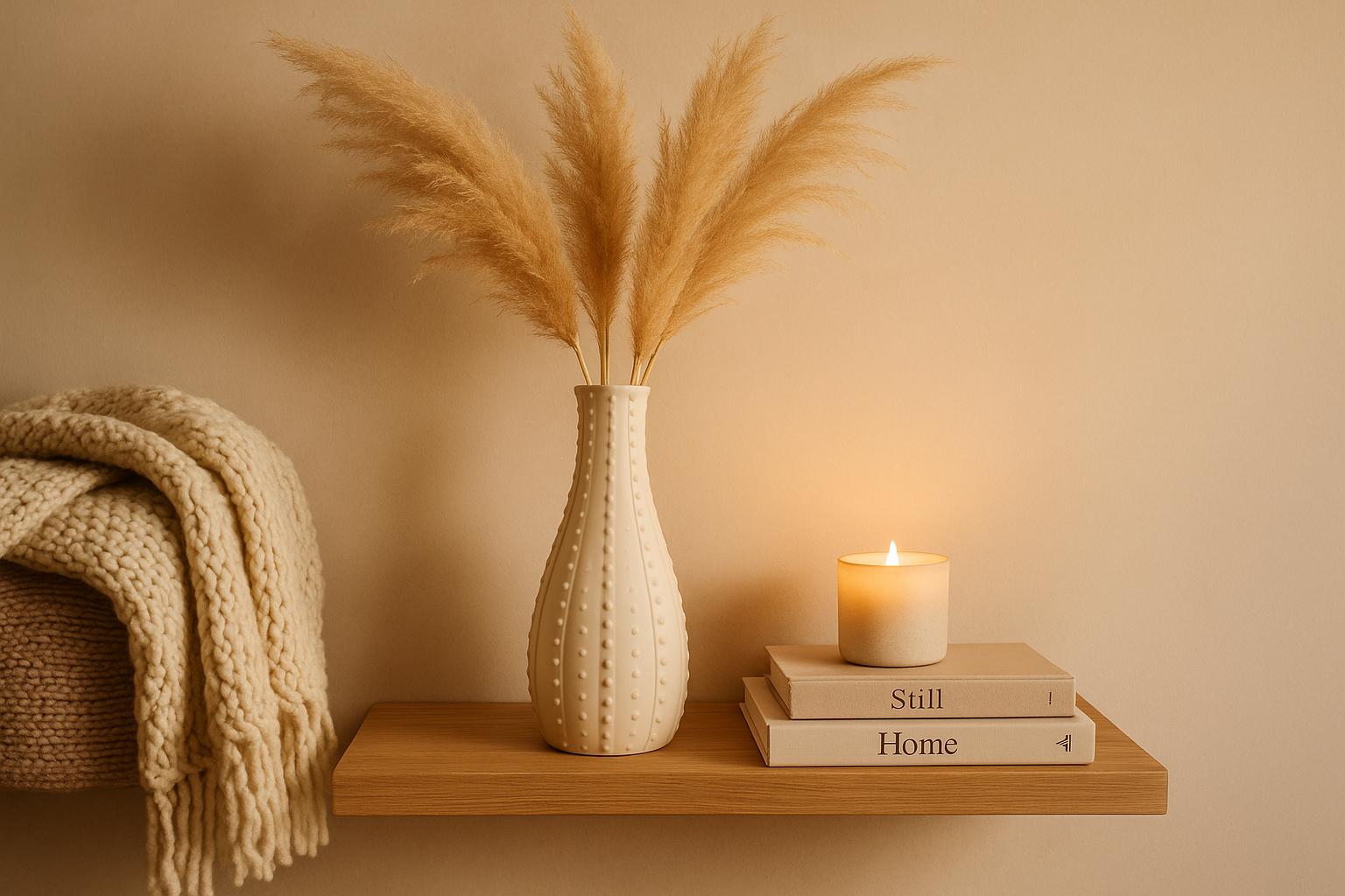 Harmony Textured Ceramic Vase - cozy lifestyle setting