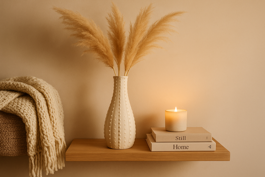 Harmony Textured Ceramic Vase - cozy lifestyle setting